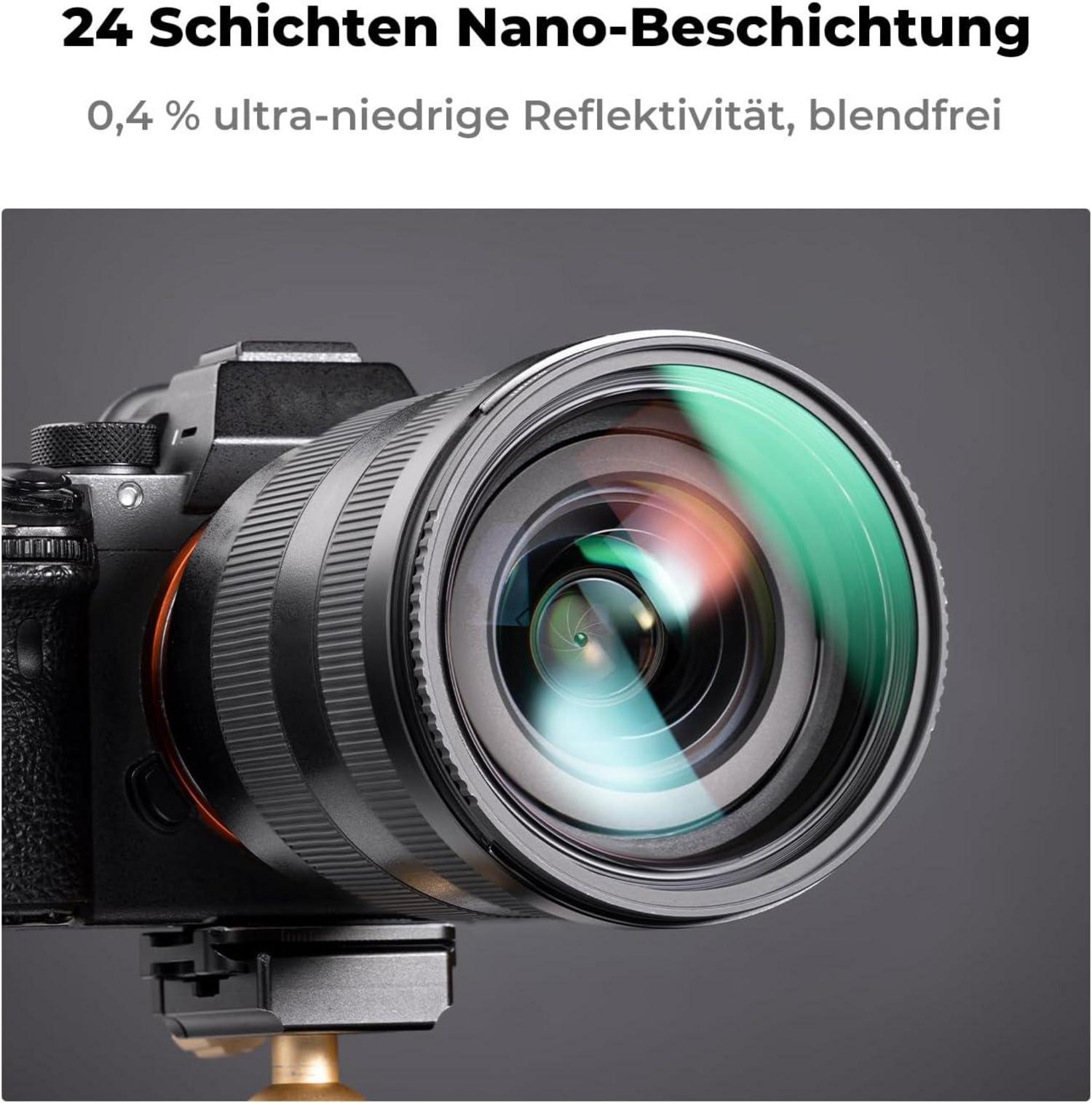 58mm Filterset Polfilter UV ND1000 optisches Glas CNC Rahmen Zubehör