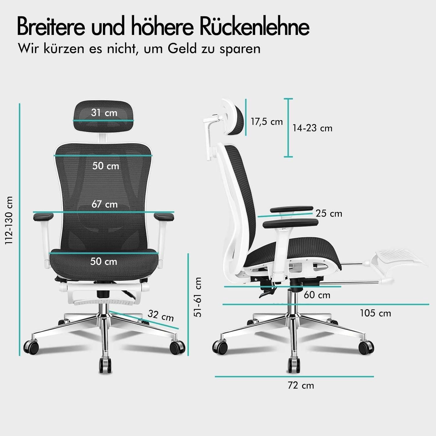 ALFORDSON Bürostuhl Ergonomisch Schwarz Weiß 180kg