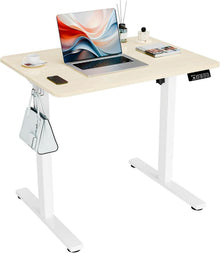 Elektrischer Höhenverstellbarer Schreibtisch 80x60cm Weiß Eiche