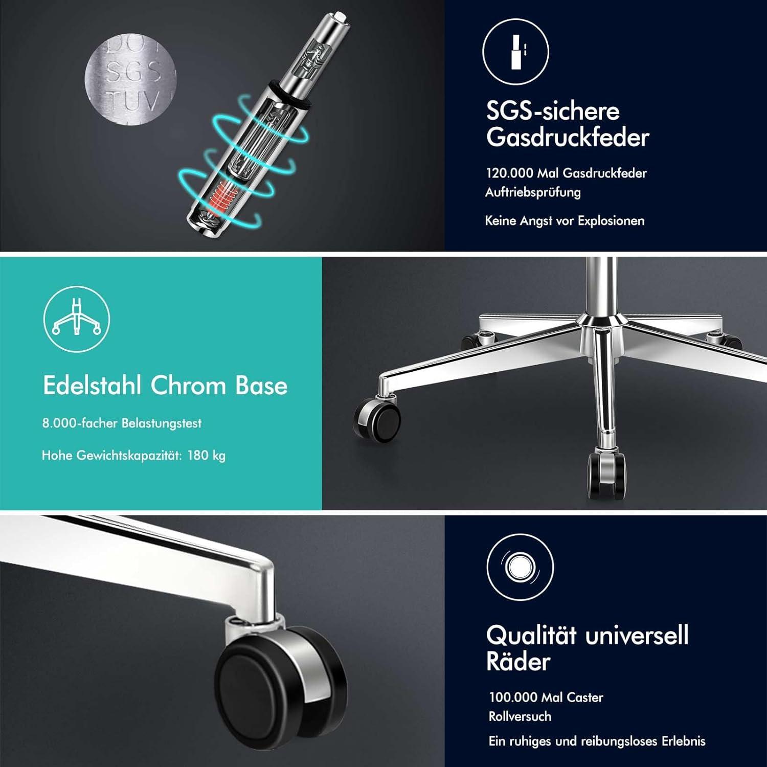 ALFORDSON Bürostuhl Ergonomisch 3D Armlehne Netzstuhl Grau
