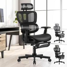 Ergonomischer Bürostuhl, Kopfstütze, Höhenverstellung, Schwarz