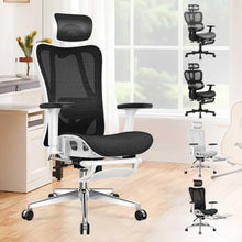 Ergonomischer Bürostuhl mit Lordosenstütze und Kopfstütze, Schwarz
