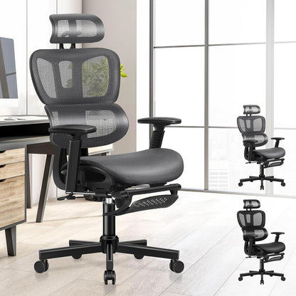 Ergonomischer Bürostuhl mit Kopfstütze und Wippfunktion, bis 180 kg