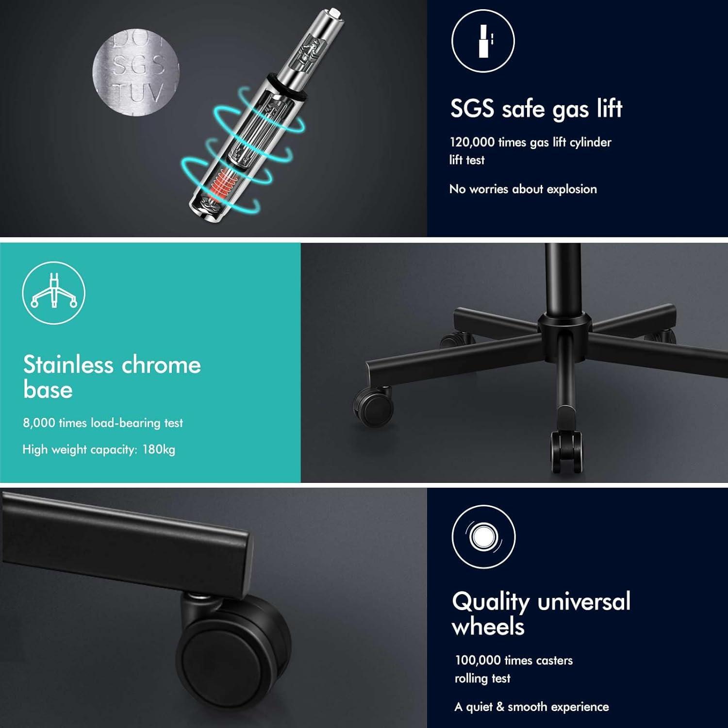 Ergonomischer Bürostuhl ALFORDSON mit 3D-Armlehne, Wippfunktion, bis 180 kg Grau