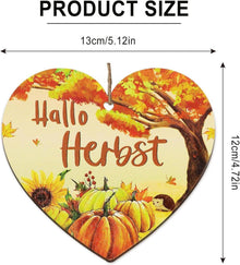 Herz-Holz Anhänger Set Herbst Deko Thanksgiving Fenster Tür
