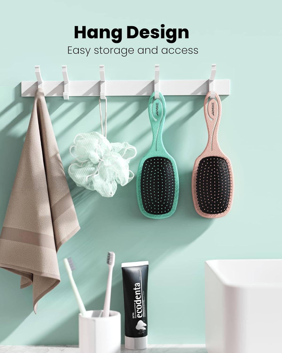 2er Set Bio Weizenstroh Lockenbürsten für Haare, Detangler Bürste mit Nylonborsten - Vegan & schmerzfrei
