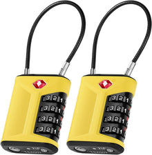 TSA Kabelschloss 4 Stellig gelb 2er Set