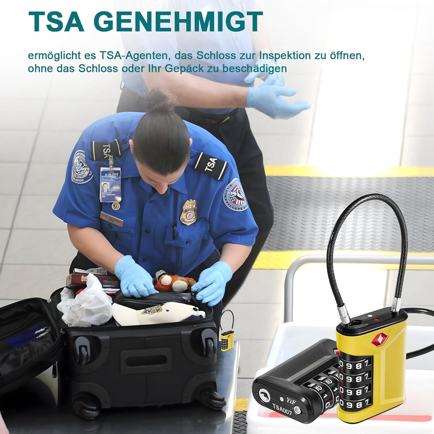 TSA Zahlenschloss Koffer Rucksack Zelt 4 Stellig Gelb