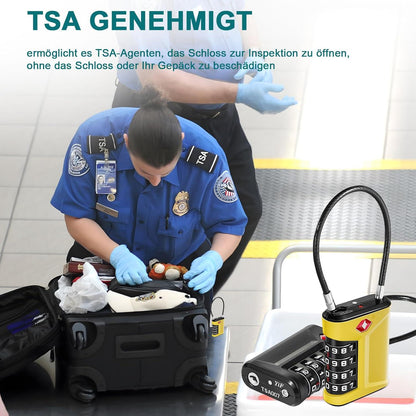 TSA Zahlenschloss Koffer Rucksack Zelt 4 Stellig Gelb