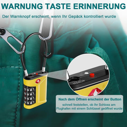 ZHEGE TSA 4-Stelliges Kofferschloss 2er Pack Gelb