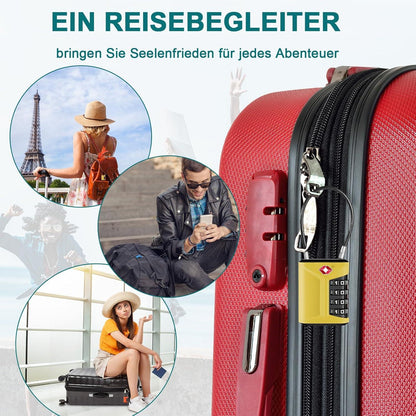 TSA Kofferschloss 4 Stellig Gelb 2er Set - Gepäckschloss Rucksäcke