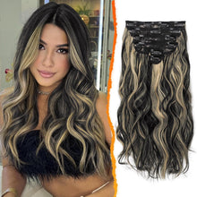 Wellige Clip-In Extensions für Frauen, 40CM, 6-teilig, Schwarz