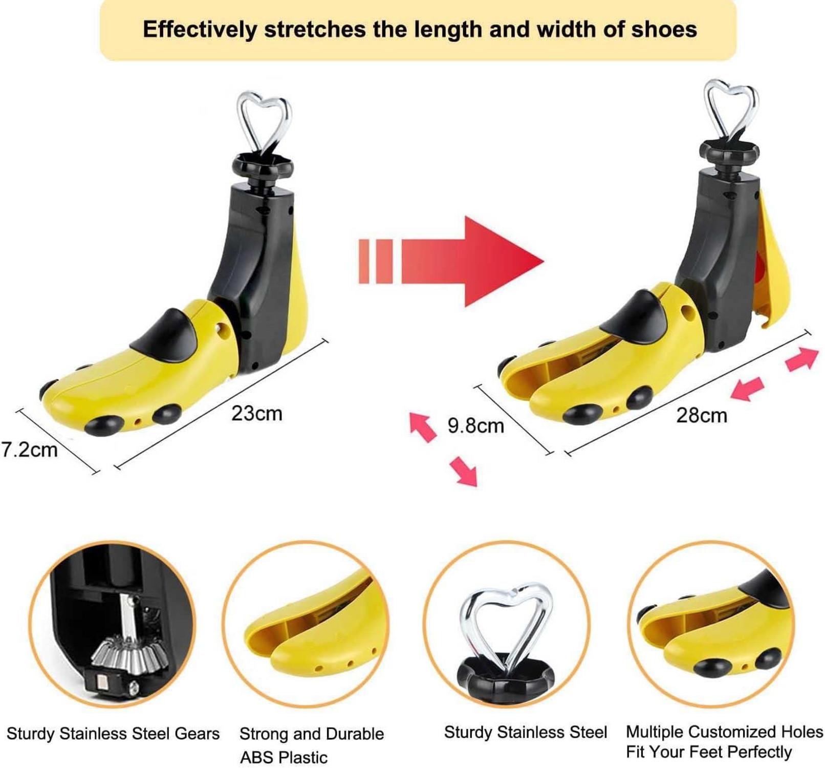 Schuhdehner Schuhspanner 4-Wege Schuhweiter Gelb 37-43