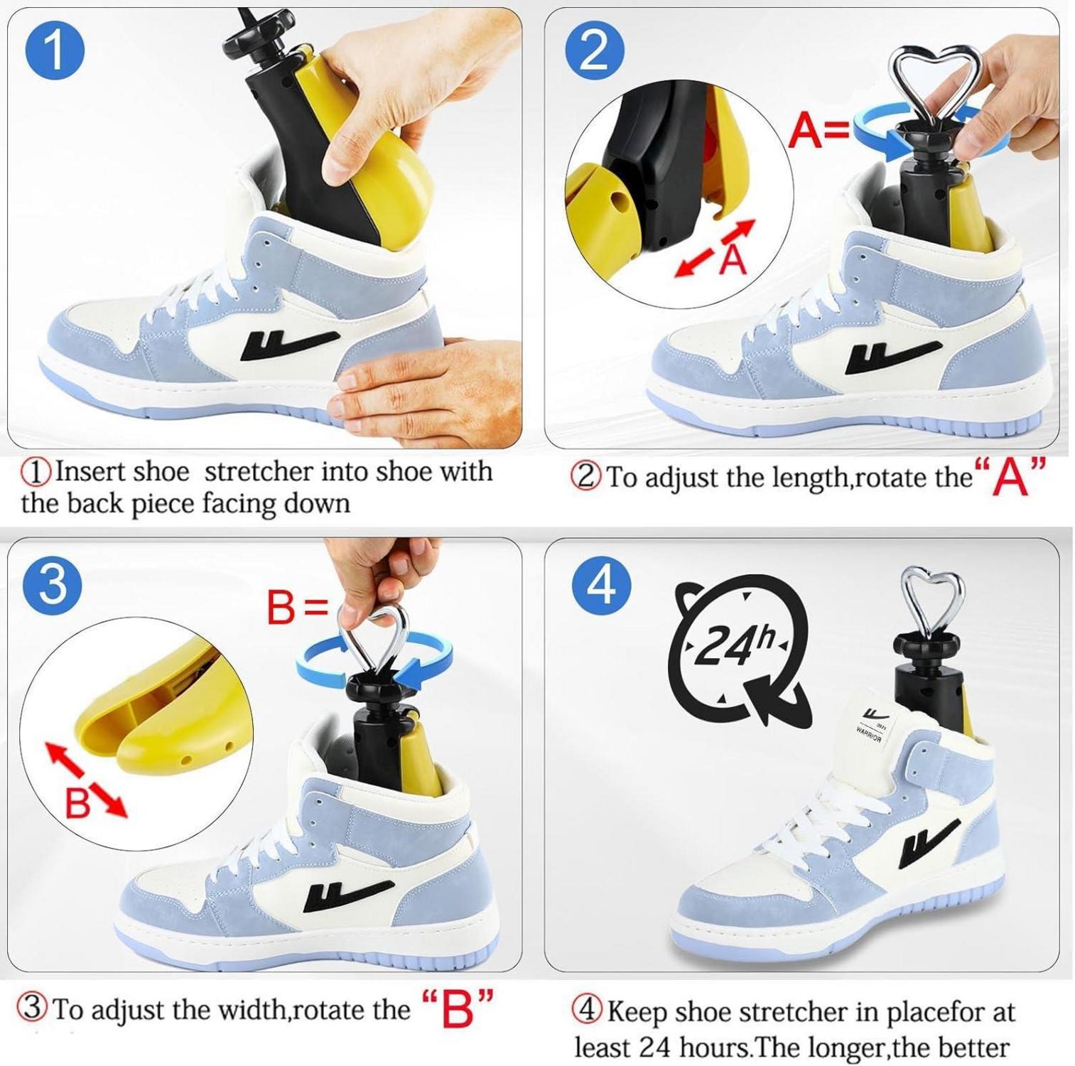 Schuhspanner Damen Herren Schuhdehner 4-Wege mit Schuhlöffel Gelb 37-43
