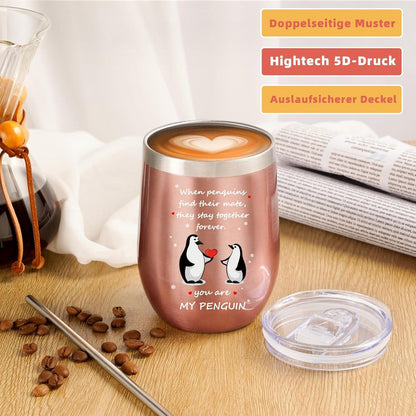 Romantischer Pinguin Thermobecher 350ml für Valentinstag