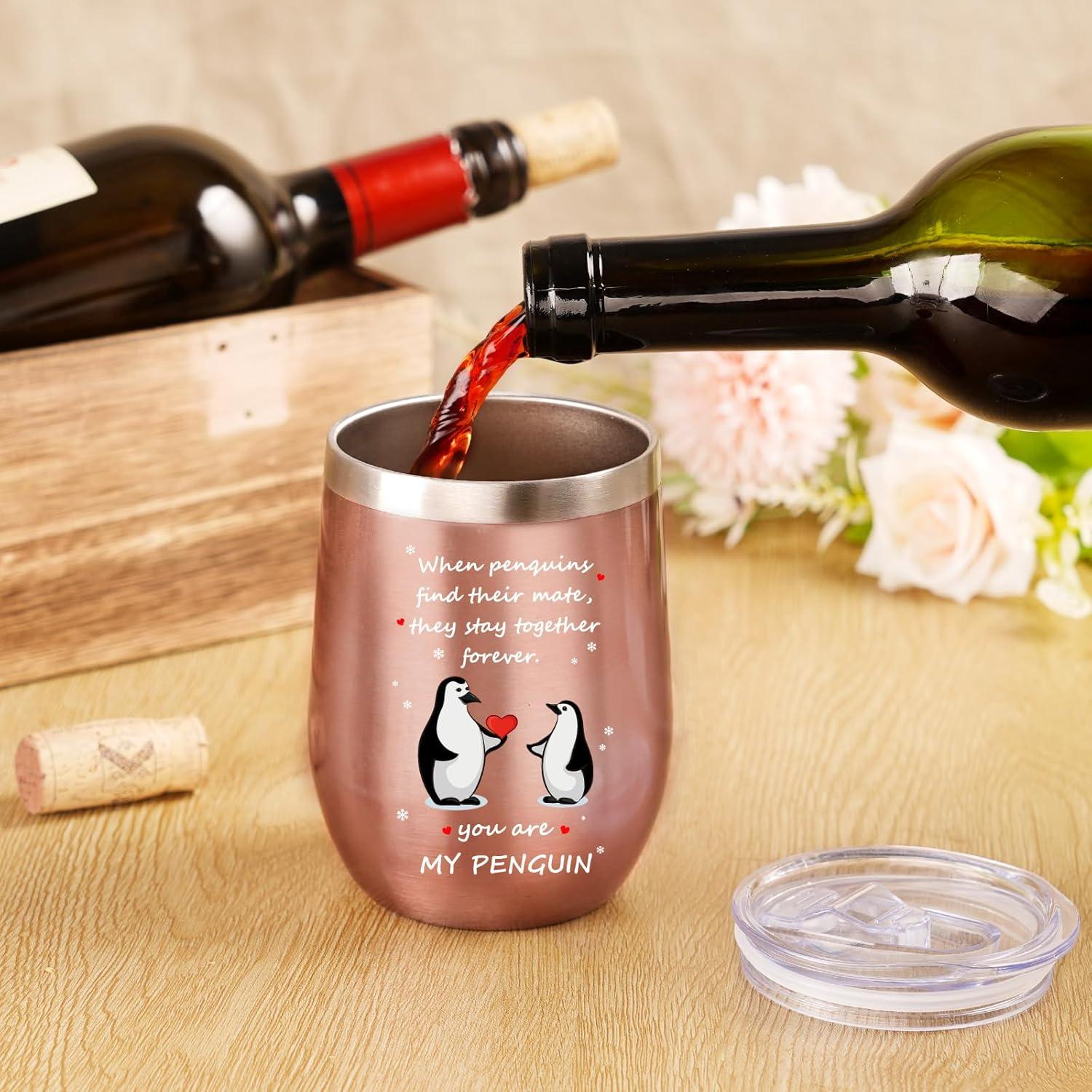 Valentinstag Pinguin Geschenk Thermobecher 350ml Ewigkeit-Liebe Romantik Jahrestag Hochzeitstag