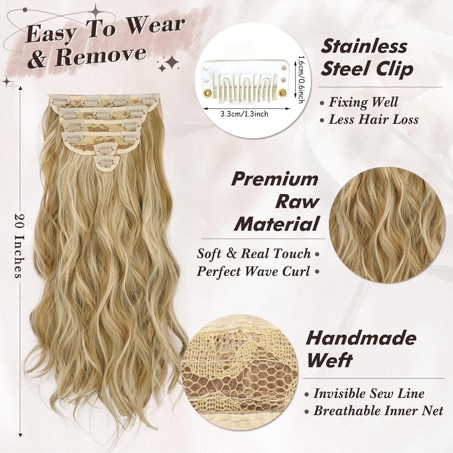 Wellige Highlight Clip in Extensions 6-teilig 50cm Goldblond