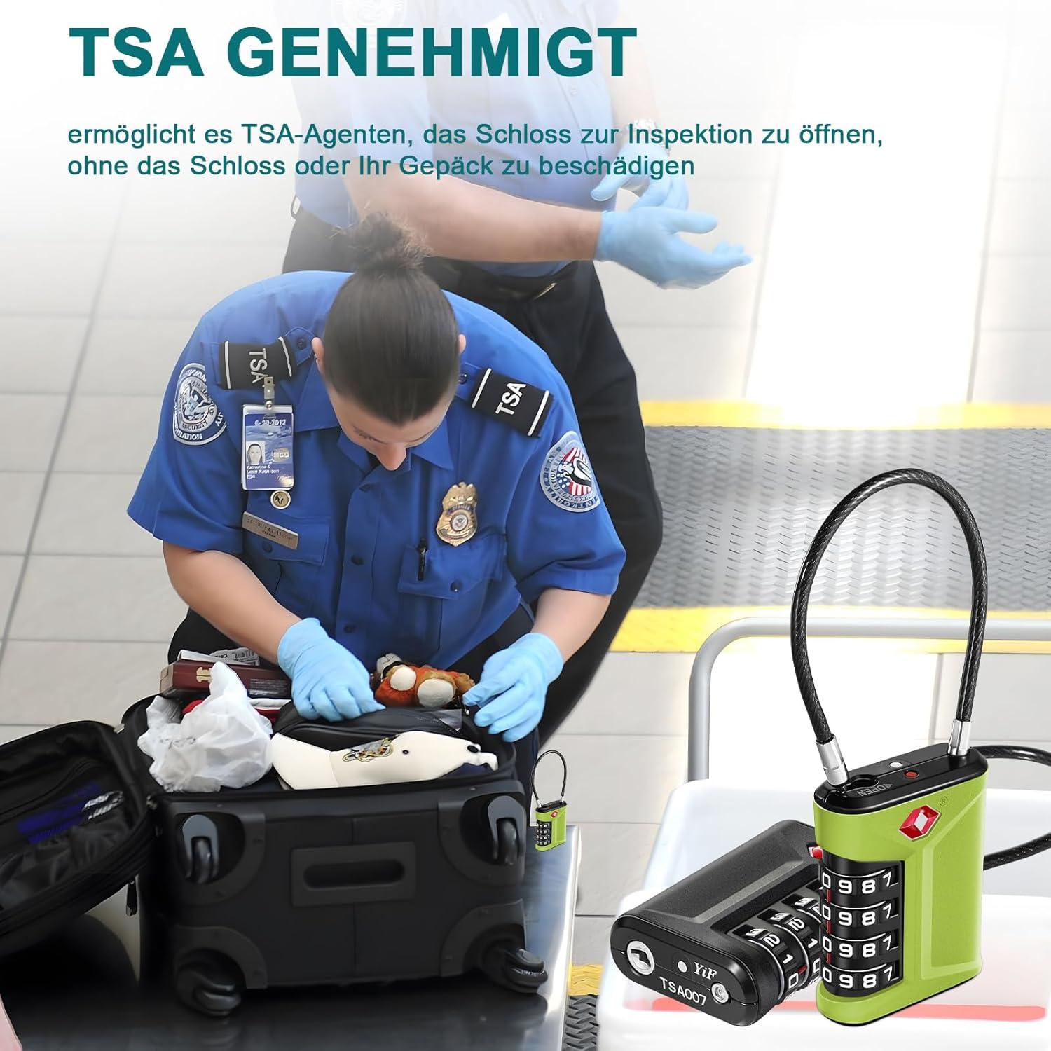 ZHEGE TSA Kabelschloss 4-stellig 2er Set Grün