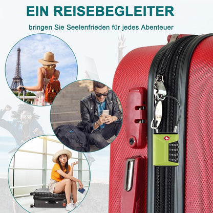 TSA Kabelschloss 4 Stellig Grün 2 Stücke - Gepäckschloss Rucksäcke