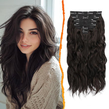 Wellige Braune Clip-in Haarverlängerungen 40cm 6-teilig