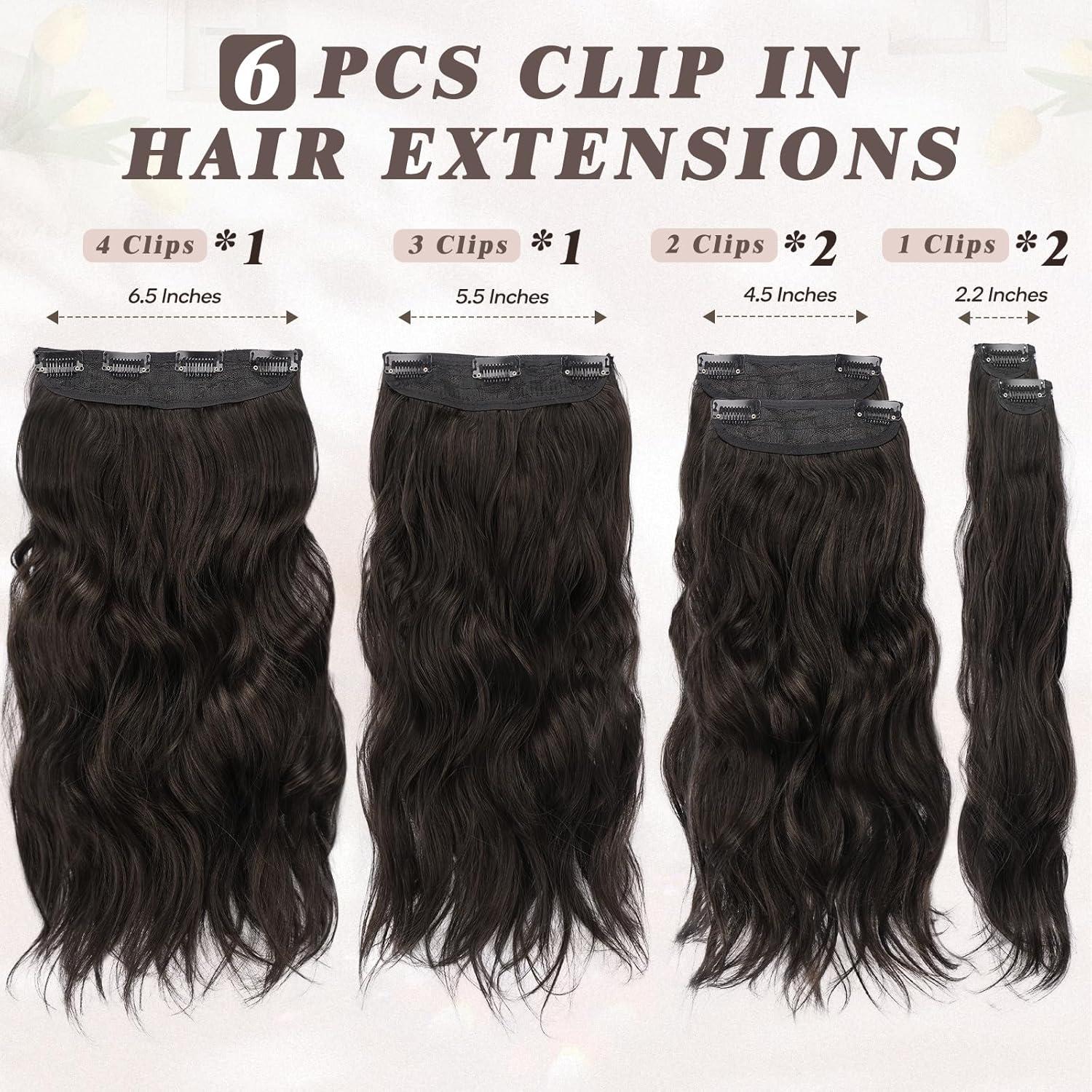 Braune Clip in Haarverlängerungen 40CM - Natürliches