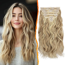 Wellige Blond Clip-in Haarverlängerung, 40 cm, 6-teilig