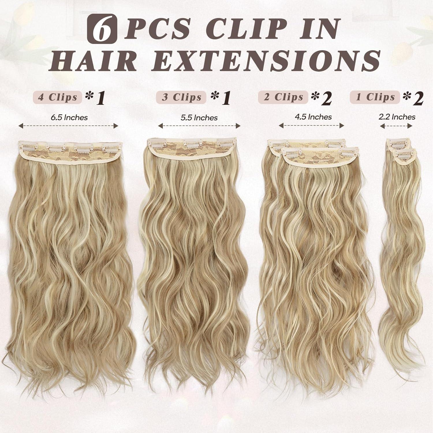 Clip in Haarverlängerung 40CM Wellig Blond Extensions 6PCs