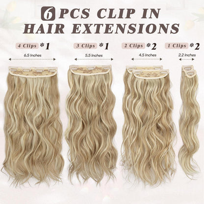 Clip in Haarverlängerung 40CM Wellig Blond Extensions 6PCs