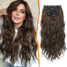 Clip in Extensions 50CM Wellige Haarverlängerungen 6 Stück Braun