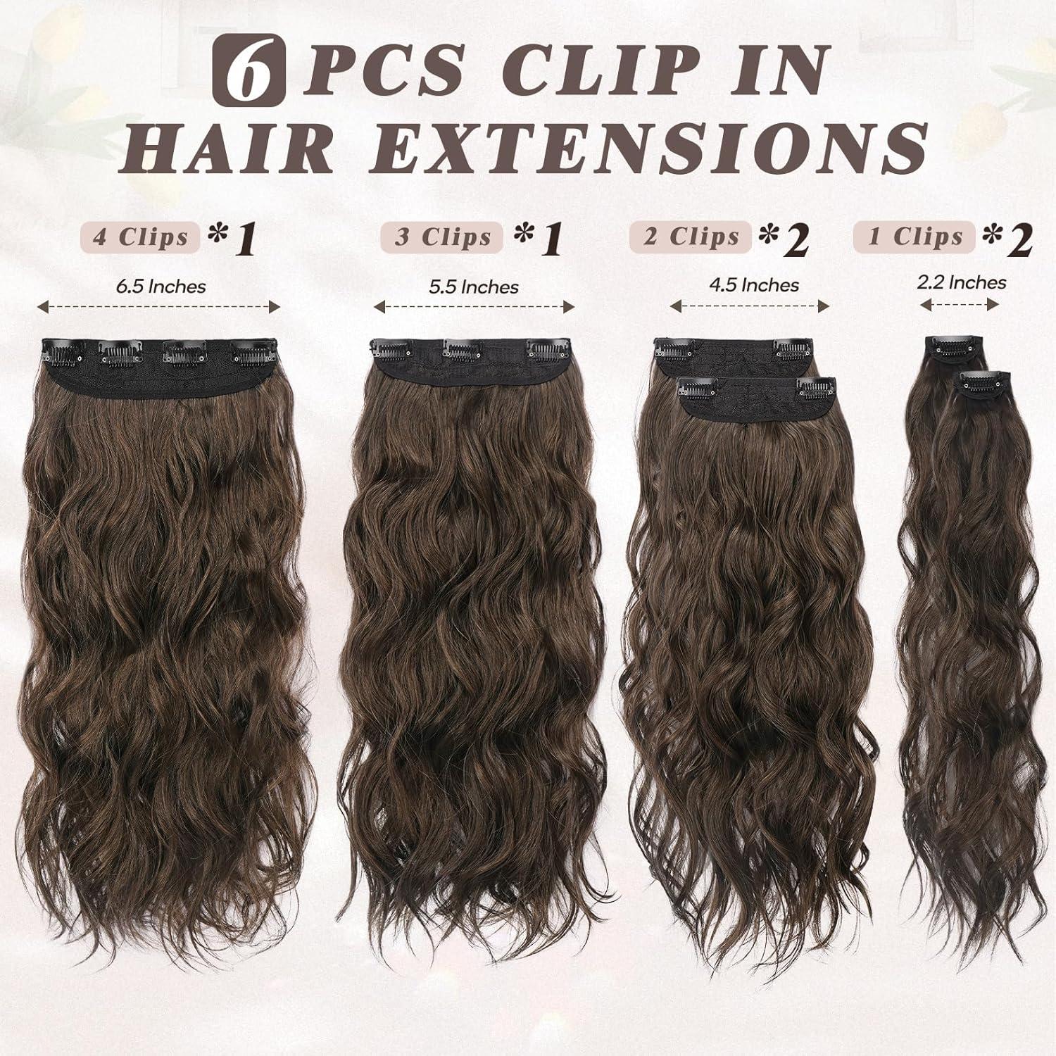 Clip in Extensions 50CM Welliges Braun 6