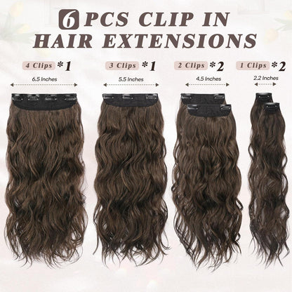 Clip in Extensions 50CM Welliges Braun 6