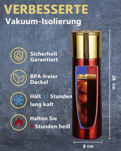 Valentinstagsgeschenk Trinkflasche Edelstahl 750ml Gold Rot