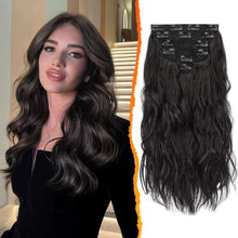 Clip in Extensions Schwarz Braun 40CM Wellige Haarverlängerungen 6PCs
