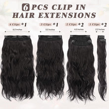 Clip in Extensions Schwarz Braun 40CM Wellige