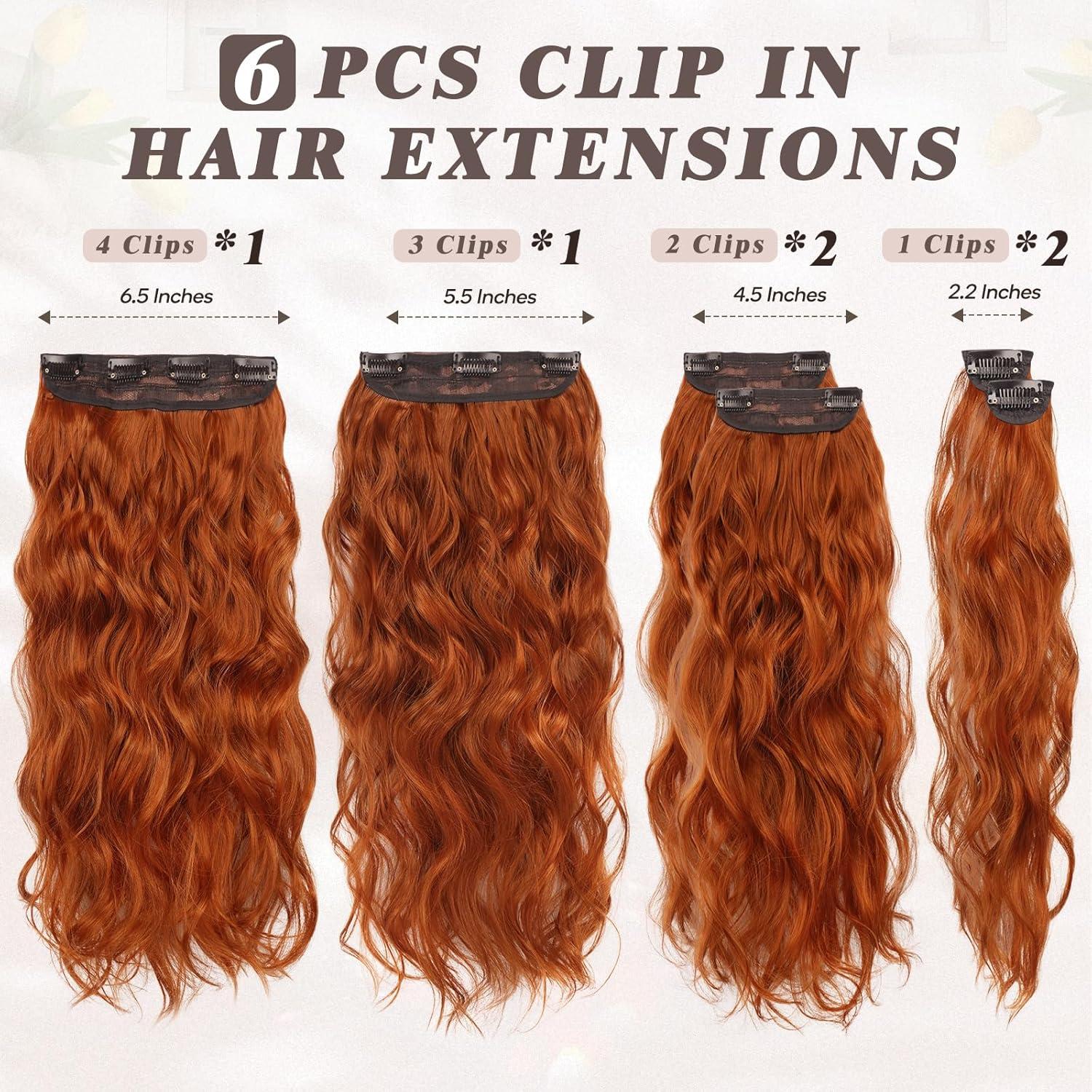 Wellige Kupfer Rot Clip-in Extensions 50CM 6PCs