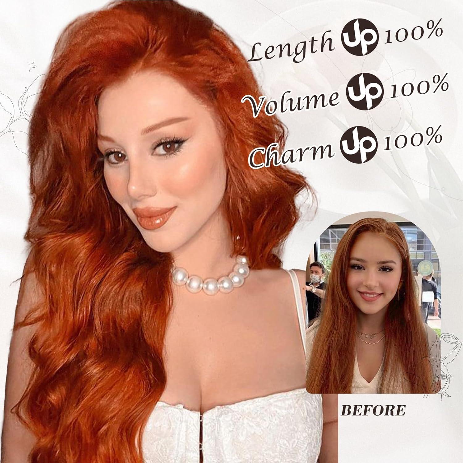 BARSDAR Clip in Extensions 50CM - Kupfer Rot Haarverlängerungen 6PCs - Weiches Synthetisches Haarteil
