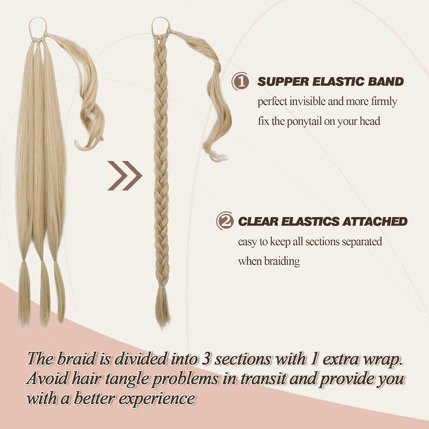 BARSDAR 76cm Blond Mix Braid Extensions Pferdeschwanz
