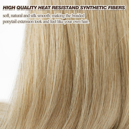 76cm Blond Mix Braid Extensions Pferdeschwanz Haarteil für Frauen