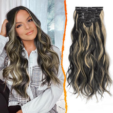 Clip in Haarverlängerung Highlight Wellige Extensions Schwarz
