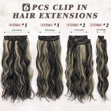 Clip-in Haarverlängerung 50cm Schwarz Highlights Beach Waves
