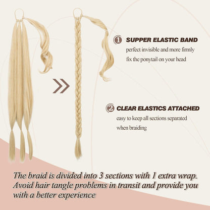 76cm Blond Braid Extensions Pferdeschwanz Haarteil Synthetik