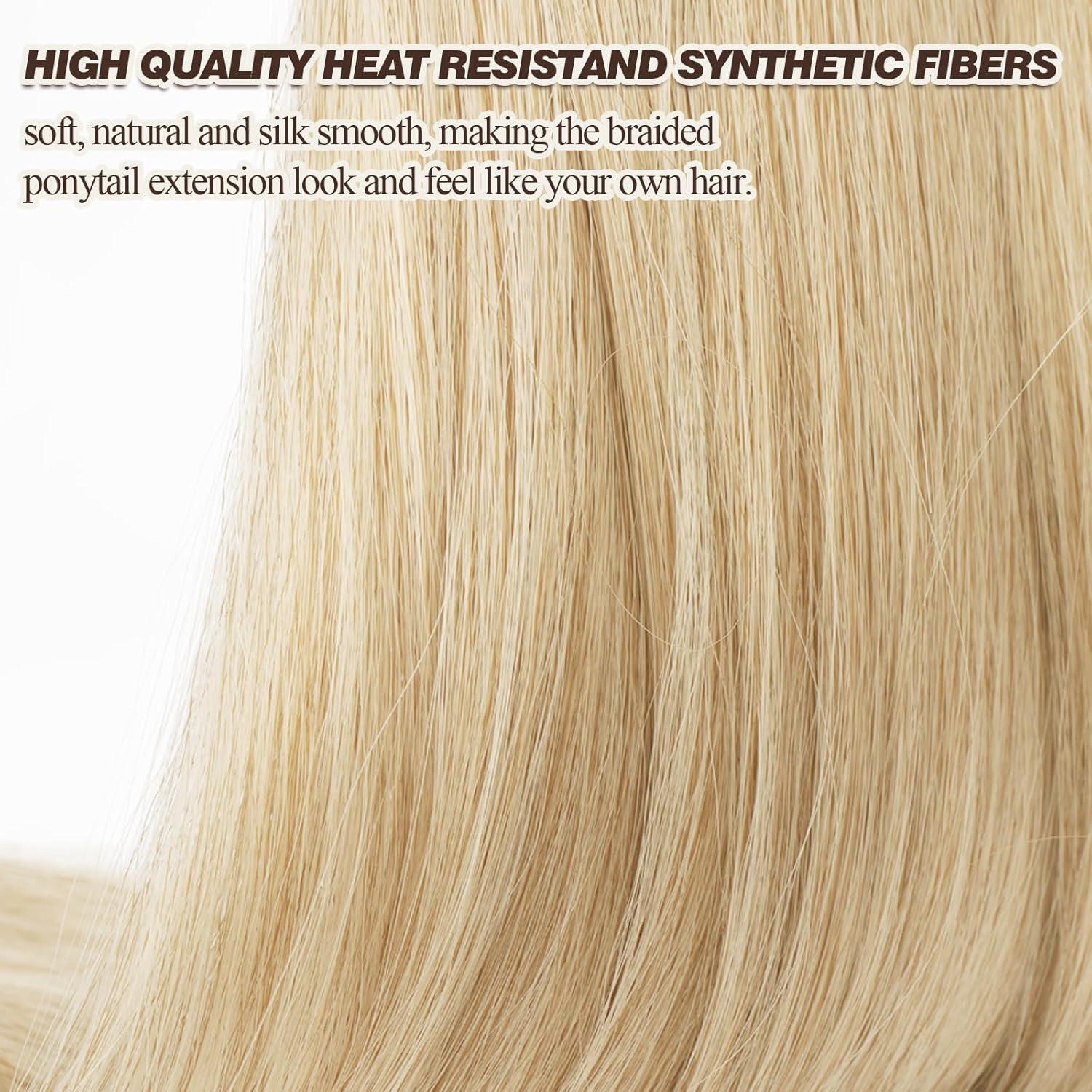 Geflochtene Pferdeschwanzverlängerung Synthetik, Beige Blond Mix 76cm