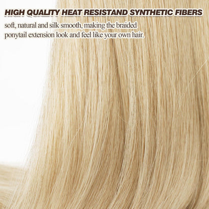 Geflochtene Pferdeschwanzverlängerung Synthetik, Beige Blond Mix 76cm