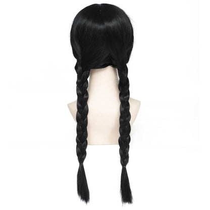 Geflochtene Cosplay Perücke Schwarz – Verstellbar & Halloween-Look