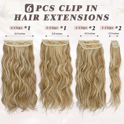 Clip-In Extensions Haarverlängerung Wellig - 6-teilig - 40cm