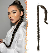 76cm Braid Extensions Pferdeschwanz Haargummi Braun Lang Glatt