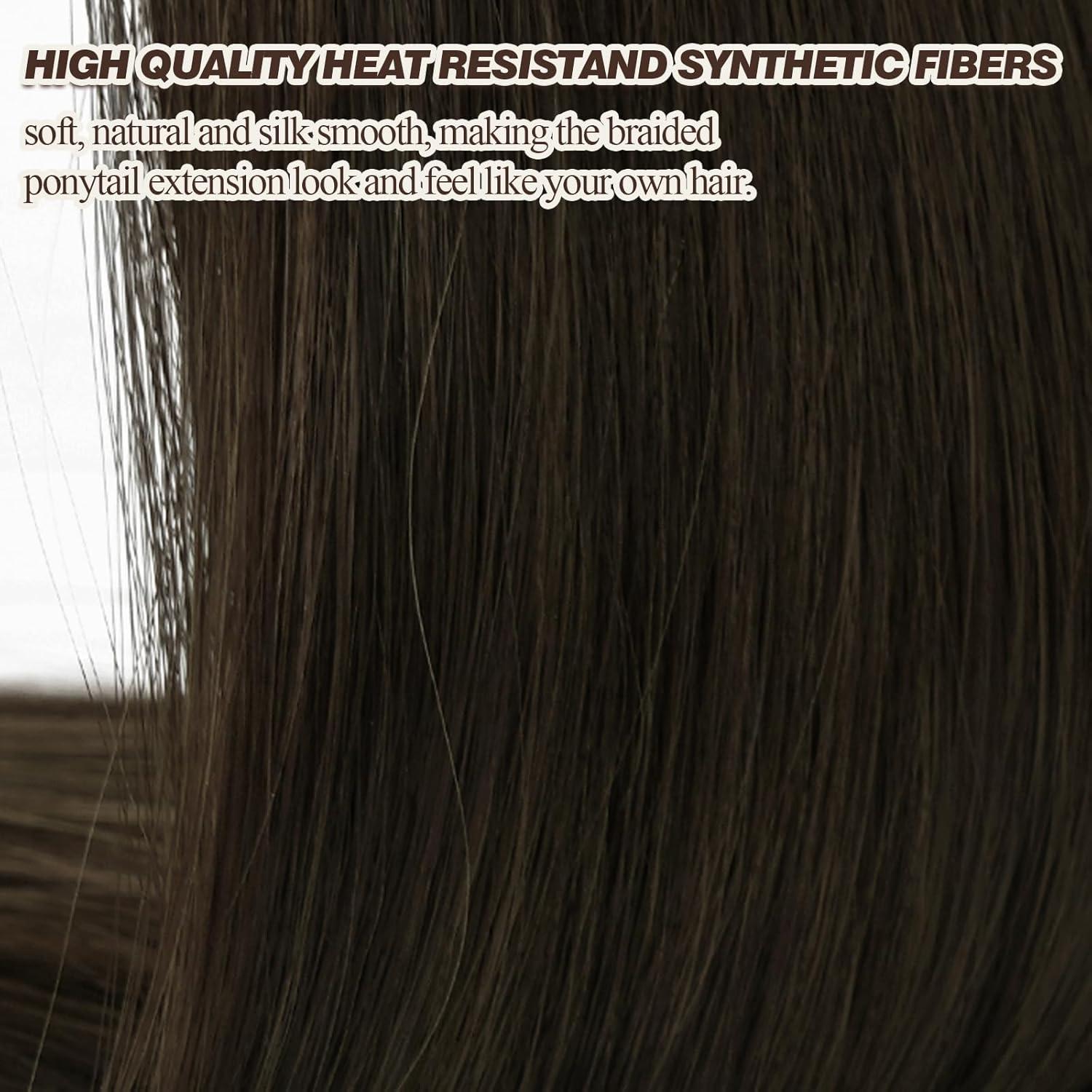 76cm Braid Extensions Pferdeschwanz Haargummi Braun Lang Glatt