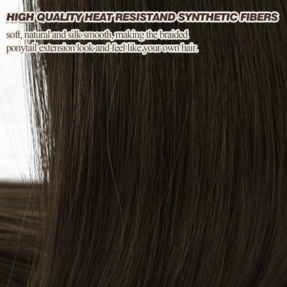 76cm Braid Extensions Pferdeschwanz Haargummi Braun Lang Glatt