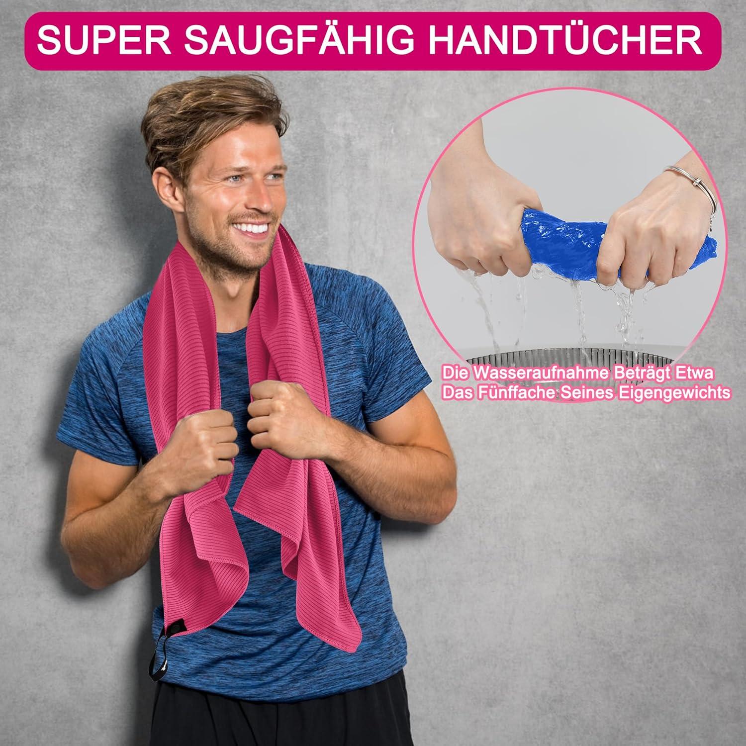 Mikrofaser Handtuch Set 100x50cm 3 Stück Rosa Schnelltrocknend Kompakt