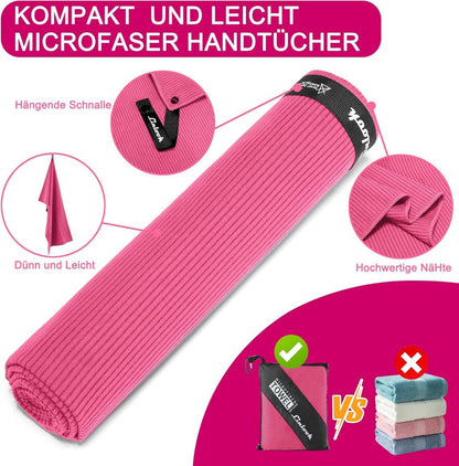 Mikrofaser Handtuch Set Fitness Sport Camping Reise 100x50cm 3er Pack Rosa